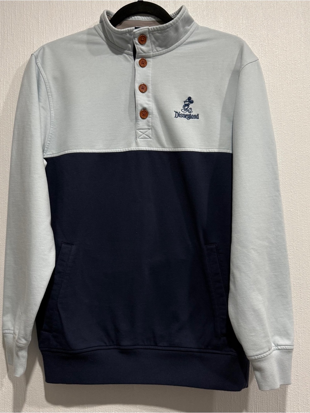Disney Women’s Colorblock Navy and Light Gray Pullover Henley